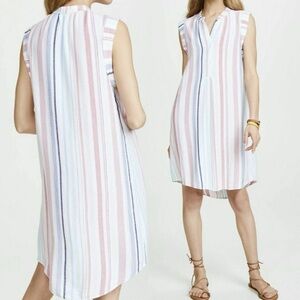 Cloth & Stone Anthropologie Florence Striped Shirt Dress Linen Rayon Blend M